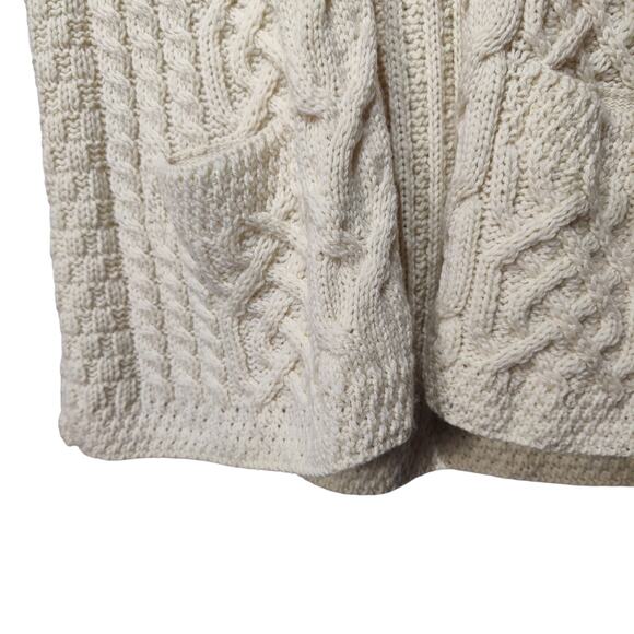 Kilronan Knitwear 100% Irish Merino Wool Cream Cable Knit Fisherman Sweater Vest - Picture 2 of 4